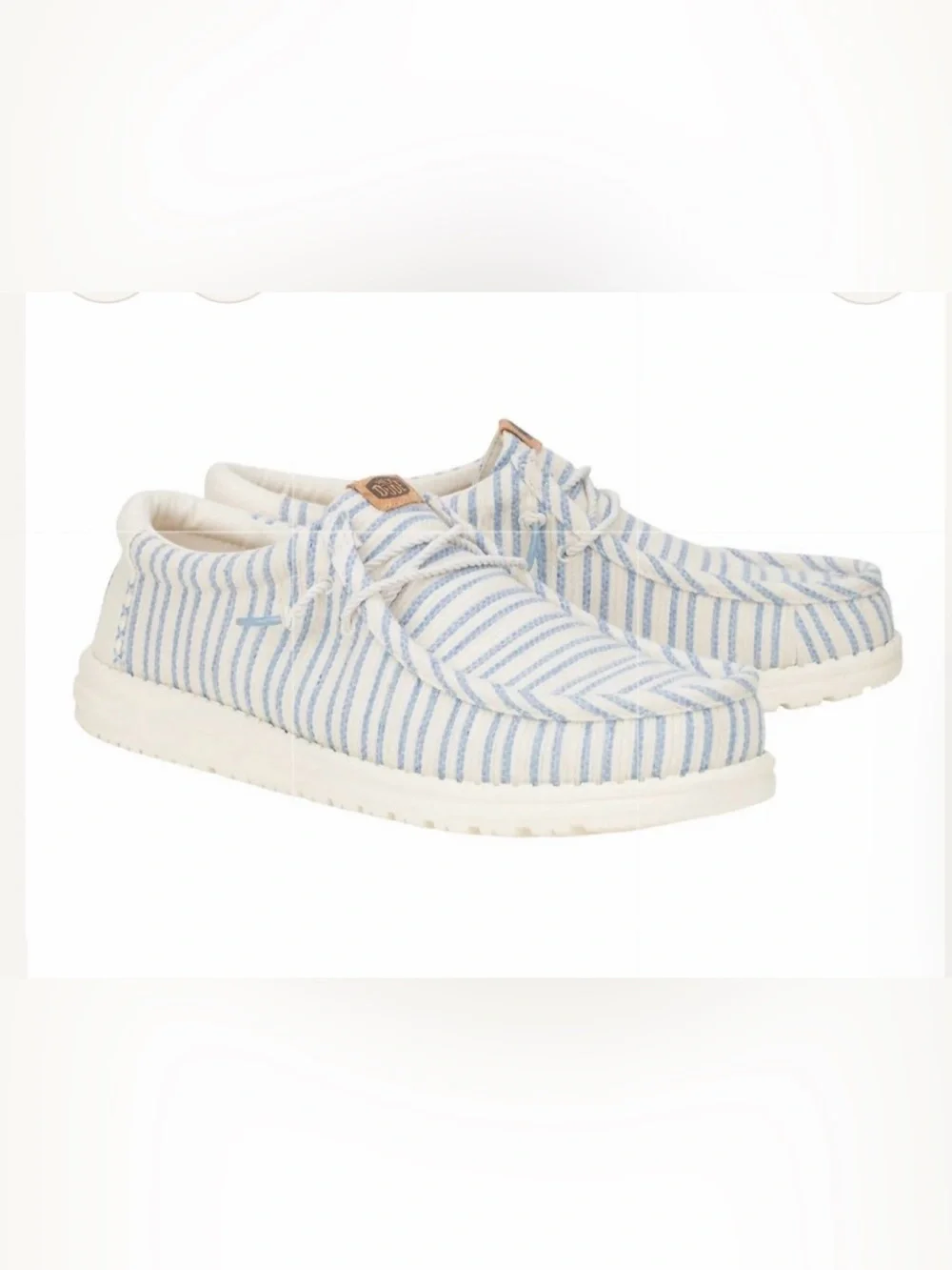 Hey Dude Wally Resort Slip-Ons in Light Blue & White Stripe NEW